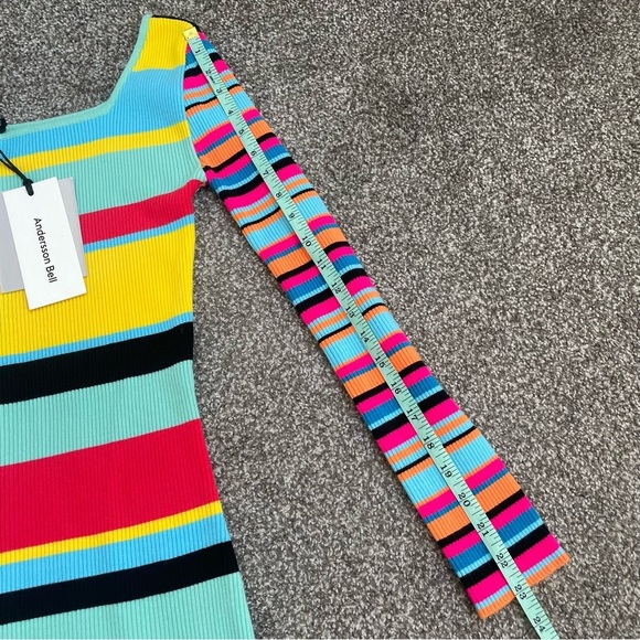 ANDERSSON BELL Womens Multi Stripe Zip Up Knit Mini Dress XS New Barbie Unique - Picture 8 of 10